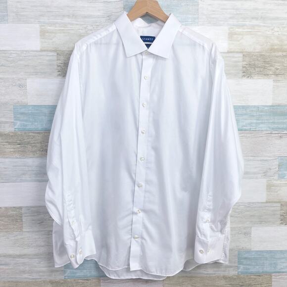 STANTT Howard Fit Twill Dress Shirt Solid White Cotton Career Work Mens 18.5 36 - Picture 1 of 5